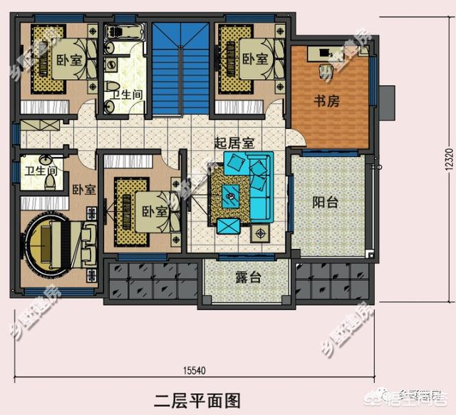 开间15米,进深12米的土地,可以在农村建一栋怎样的二层别墅?