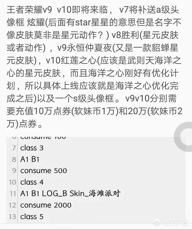 有网友爆料《王者荣耀》将会开启v9和v10等级并赠送神豪专用的星元皮肤,你觉得怎么样？