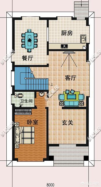 如何将开间8米,进深12米且坐北朝南的房子设计为三层别墅?