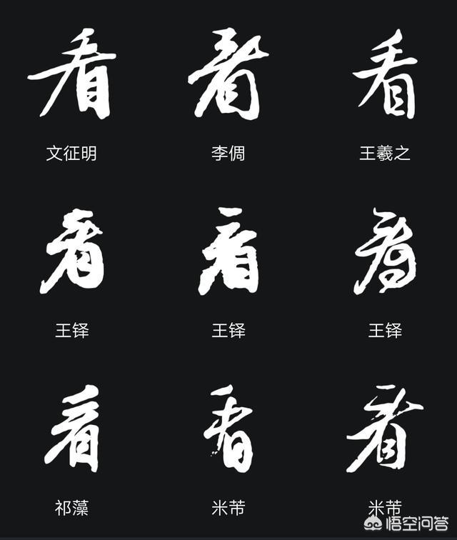 头条问答 - 毛笔行书的"看"字怎么写更好看?(秋翁i的回答,0赞)