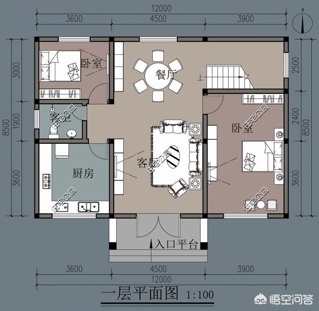 喜欢新中式,面宽12米,进深7.5米,怎么设计一栋二层别墅?