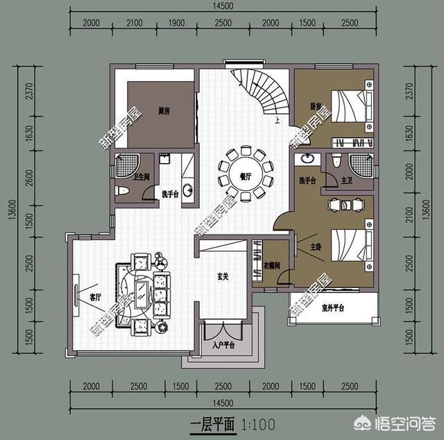 2022年面宽14.5米，进深13米，两层半的房子怎样设计好？
