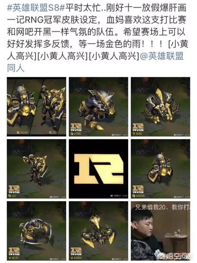 《英雄联盟》RNG自制S8冠军皮肤出炉,网友表示“太单调了”,你怎么看？