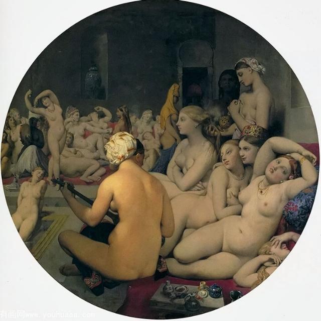 法国裸体村:世界名画《土耳其浴室》，如何理解安格尔的这幅油画