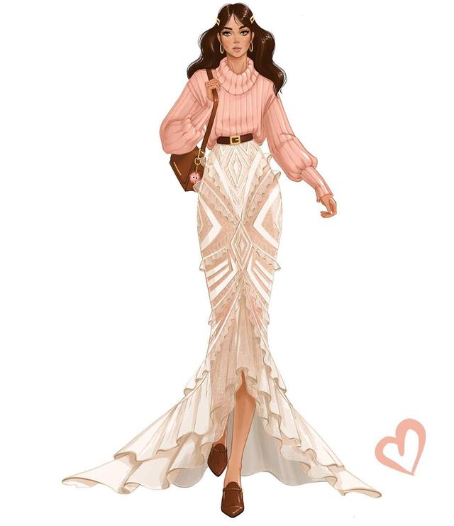 女生服装设计效果图胸以下全是腿这比例简直了