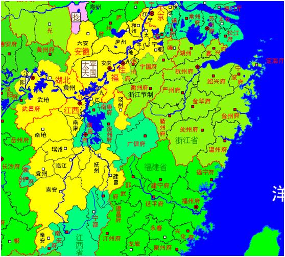 1857年,清朝疆域面积,约1300万平方公里,太平天国控制区面积,约20万