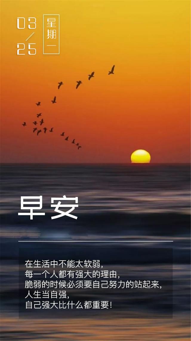 早安周一图片日签190325：安逸的生活打造不出生活的强者