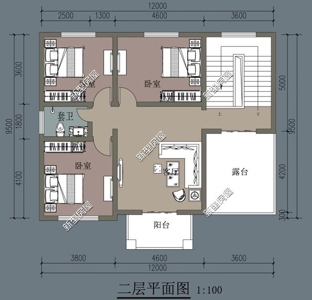 2022年宅基地开间12米，进深10米，四面开窗，怎么把它设计成一栋二层的别墅？