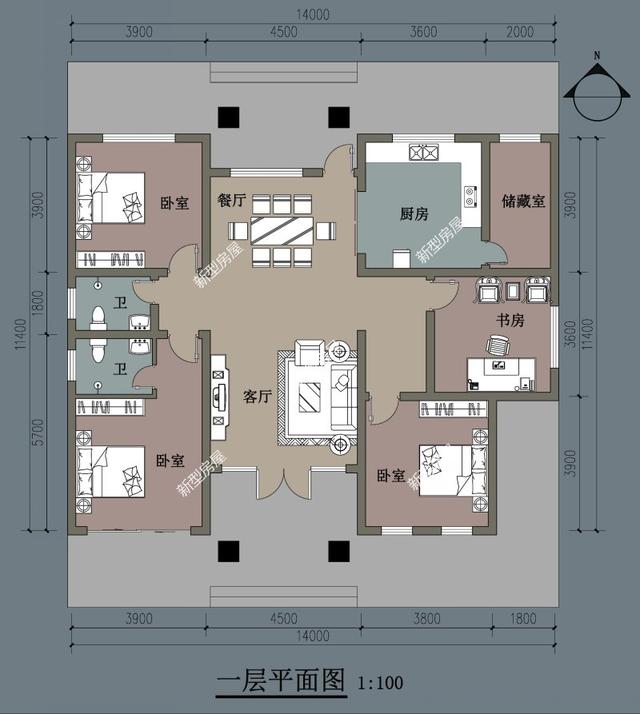 一层平房设计图开间17米进深11米怎么设计?-生活百科