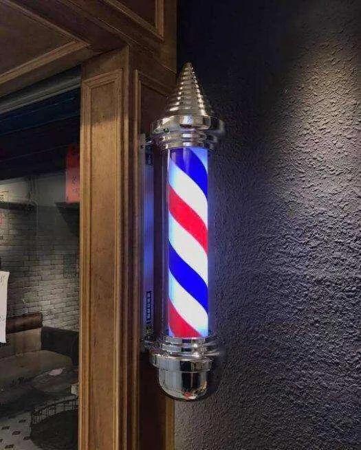 全世界很多国家的理发店门口都有一个红白蓝三色的旋转灯,这是为什么