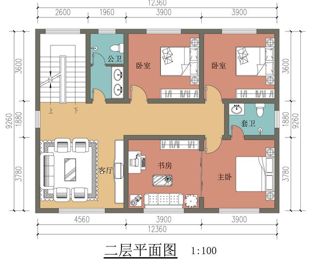 2022年建一棟進深九米寬十三米的二層自建房,一層要大堂屋二層要多臥