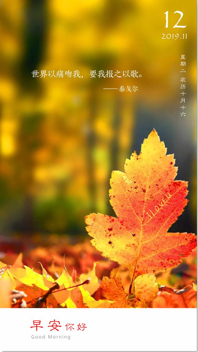 11月12日早安日签图片:目标的坚定是性格中最必要的力量源泉之一