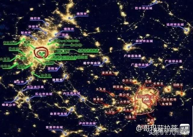 成都和重庆主城夜晚灯光图到底谁更繁华？