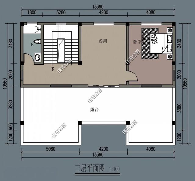 一栋进深九米宽十三米的二层自建房,一层要大堂屋二层要多卧,如何设计