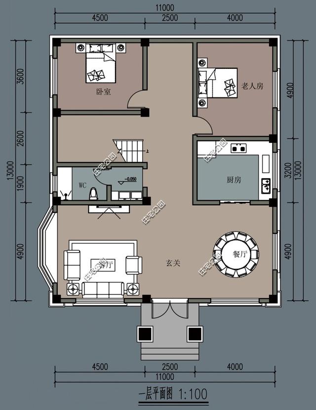 頭條問答 - 農村自建房坐西朝東,開間11米進深13米,建二層半,怎麼設計