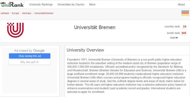 德国年轻大学不来梅大学的世界排名如何？