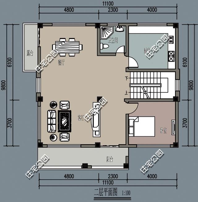 农村自建房三层,一楼商铺,坐东朝西,内室该如何设计?