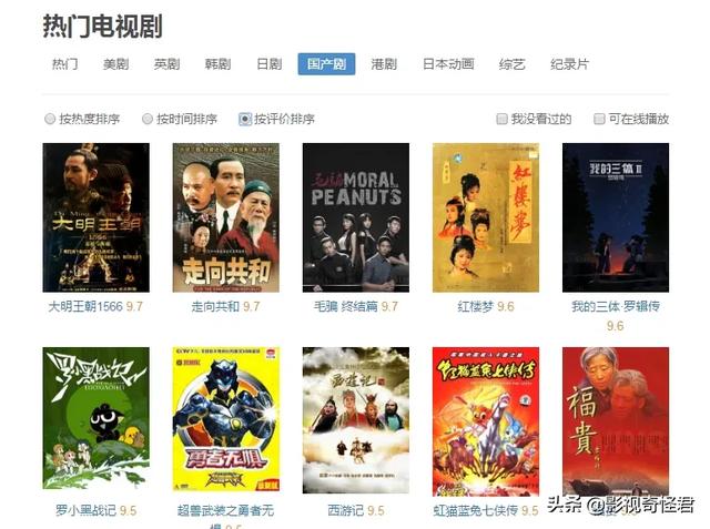 中国国产哪一部经典电视剧上过豆瓣9.7高峰呢？