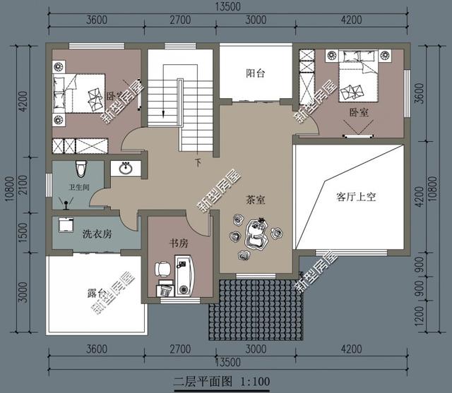 2022年家里有一块宅基地宽10m、长13.5m怎样设计好？要求有堂屋、厨房、餐厅和一个房间？