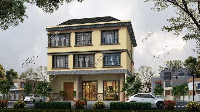 农村自建房三层,一楼商铺,坐东朝西,内室该如何设计?