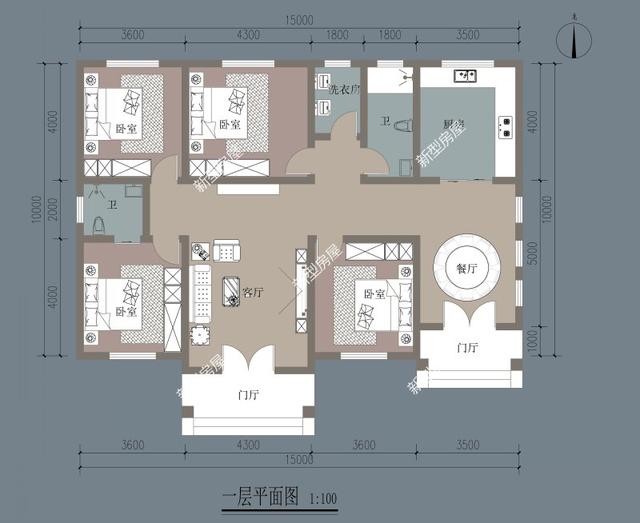 2022年农村建新房,1层宅子15x12米坐北朝南应该如何设计?
