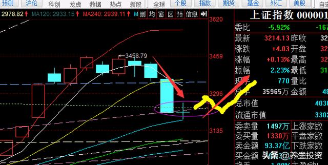 今天大盘收假阴十字星,是下跌中继还是探底回升？