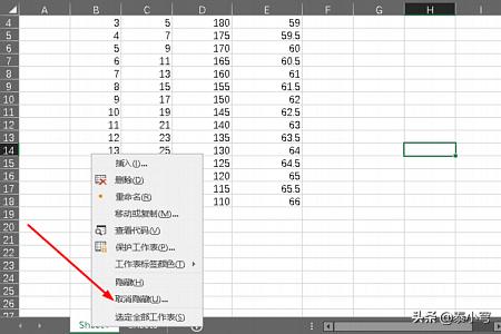 怎么取消隐藏,EXCEL如何取消隐藏表格？