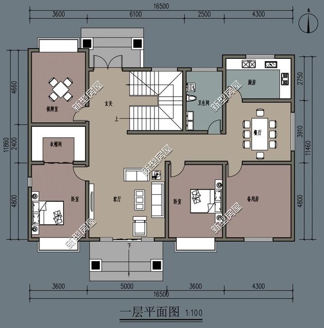 2022年农村自建房宽16米进深11米,二层,外型和室内怎么设计?