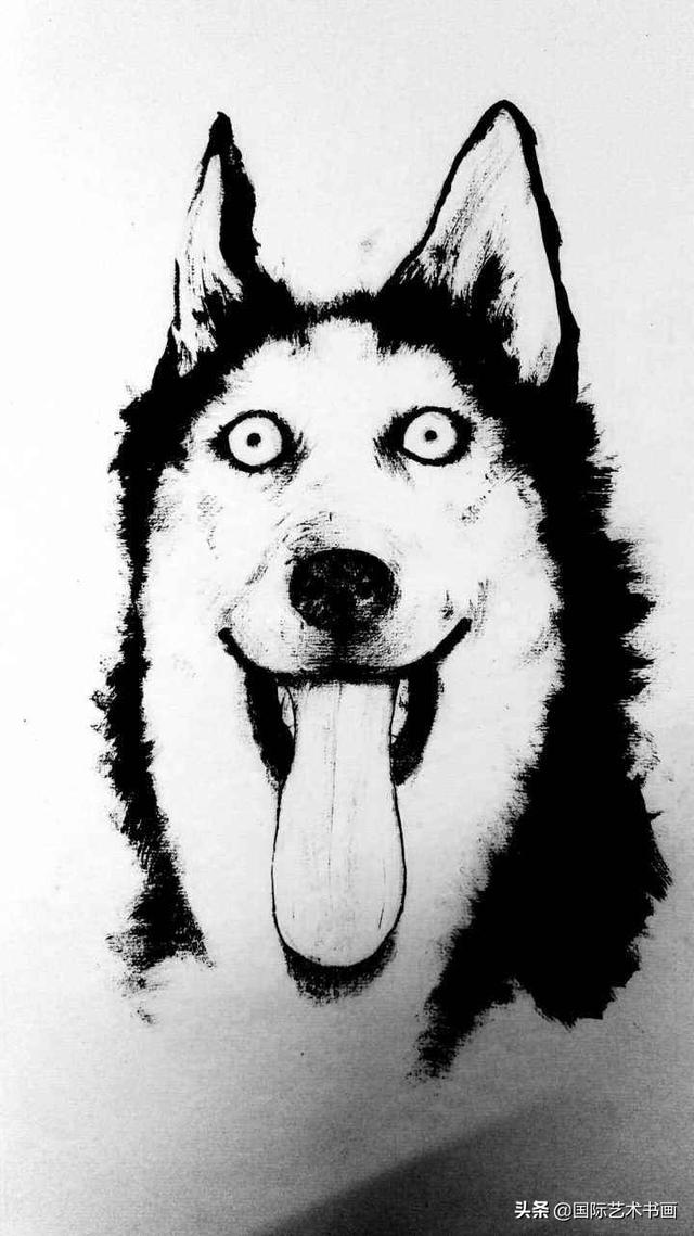国画如何画哈士奇