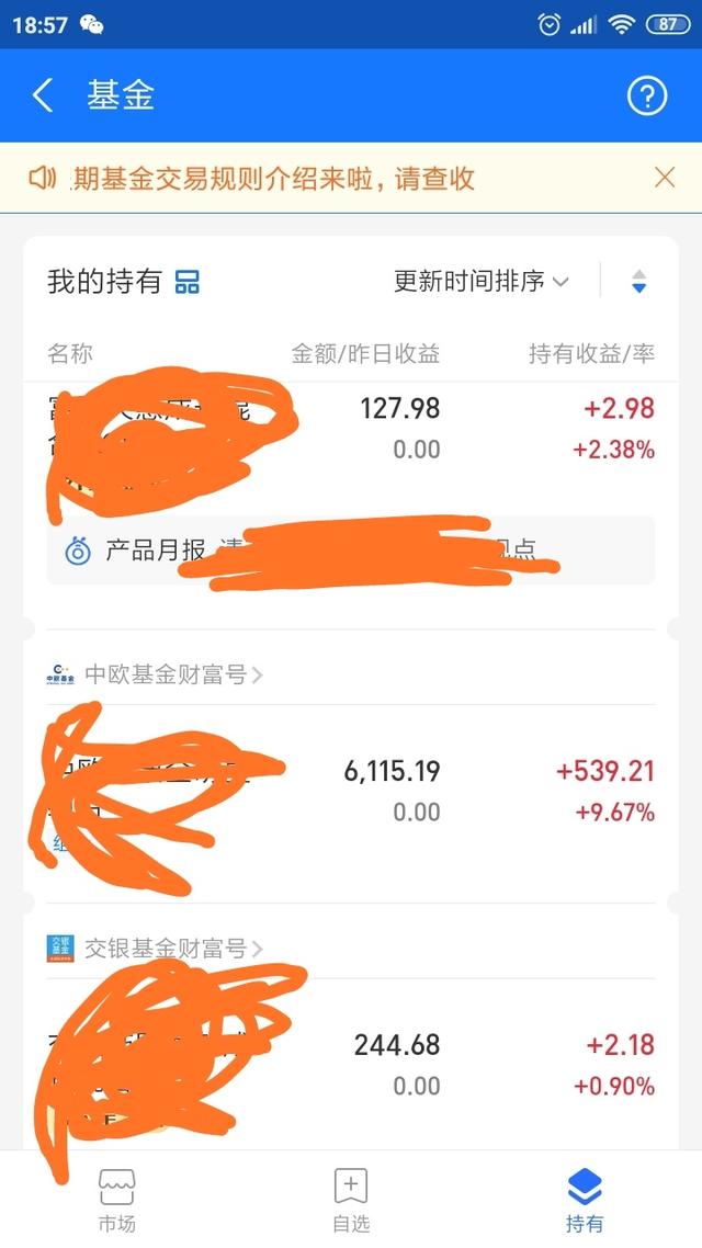 支付宝基金亏损截图图片