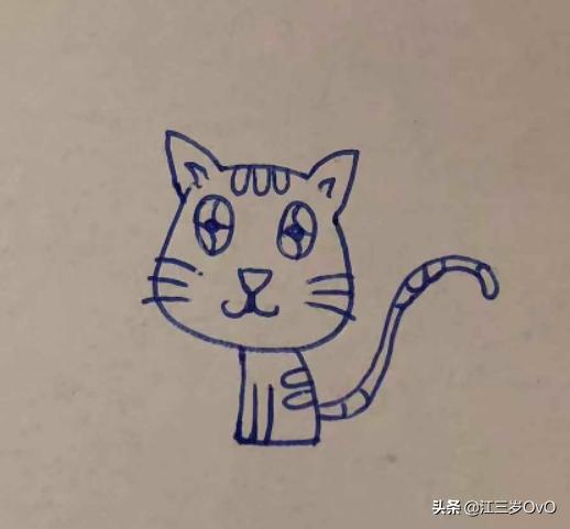 小花猫简笔画:小花猫简笔画图片 怎么画小猫简笔画；小猫简单又可爱的画法？