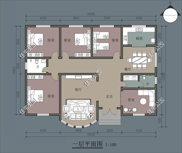 宅基地东西宽12米,南北长16米,要一层北方农村怎么设计?