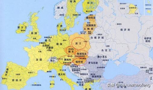 波兰、捷克、斯洛伐克和匈牙利分别是属于欧洲的哪个部分？
