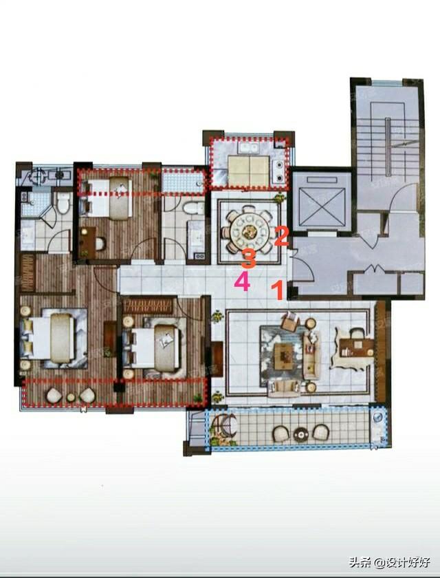 开门直接是餐厅和客厅,入门之后左右餐客厅没玄关怎么设计？