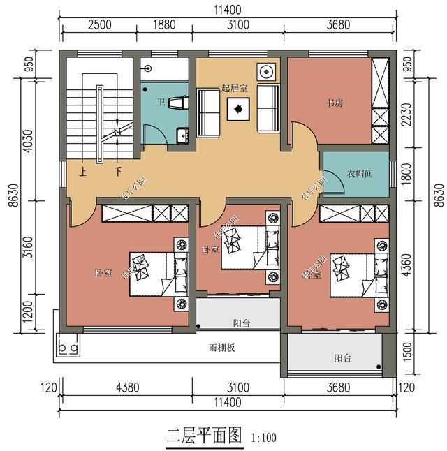 开间11米,进深8米农村自建房,怎样设计不过时?