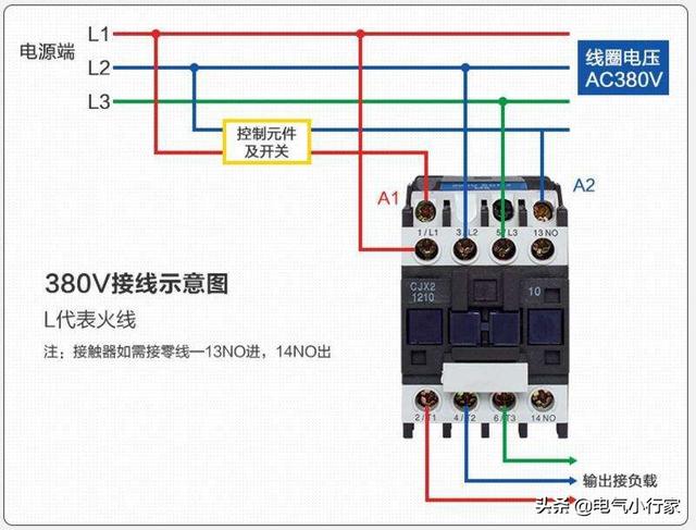 带控制盒的三相空压机电源零线是应该接到接触器的a1还是a2端