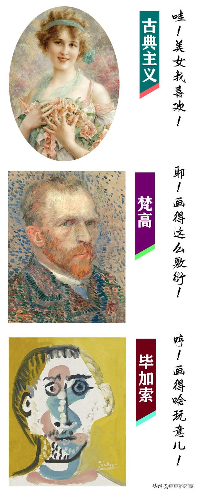毕加索简介:为啥我看毕加索，梵高的画作，看不出什么美感，画功，意境？