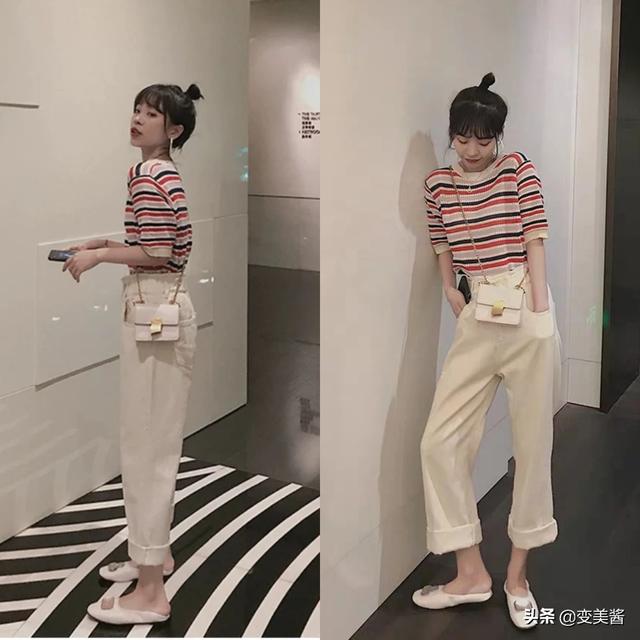 星星黑白色拼色绑带松:条纹单品应该怎么搭配呢？