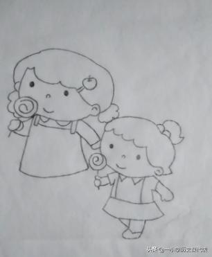 背影简笔画,简笔画姐姐和妹妹的画法？
