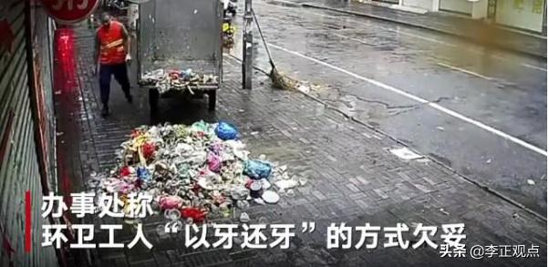 东莞环卫工人带宠物鸭扫大街:广西一商铺摆摊乱扔垃圾，被环卫工用生蚝垃圾堵门，你有何看法？