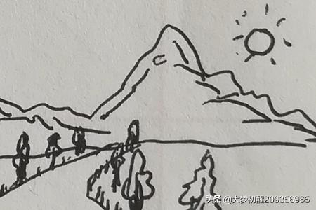 简单又好看的风景画教程，小山小路小树的简笔画，看组合步骤图简单易学