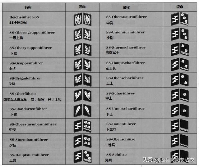 纳粹德国的军衔体系图片