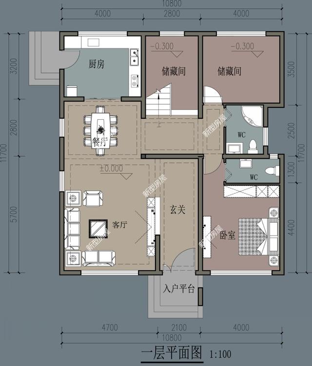 2022年开间十米进深十二米，该如何设计一个三室的房子？