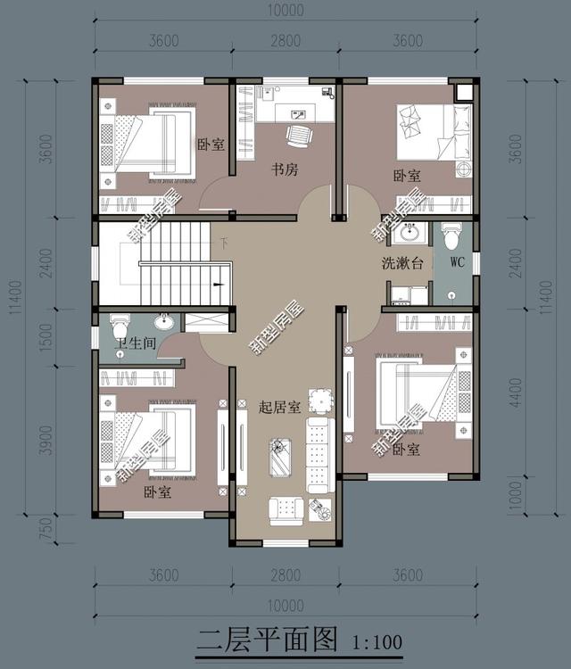2022年开间十米进深十二米，该如何设计一个三室的房子？