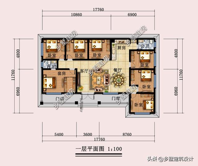 一层平房设计图开间17米进深11米怎么设计?