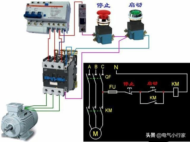 带控制盒的三相空压机电源零线是应该接到接触器的a1还是a2端