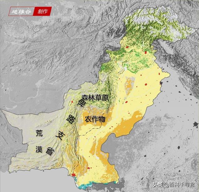 西南部是印度河平原.大部分重要城市位於靠近印度的一側.