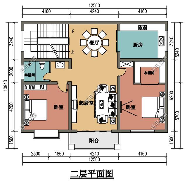 这套户型最大的特点就是一层二层都设立了厨房,这样家中老人可以跟