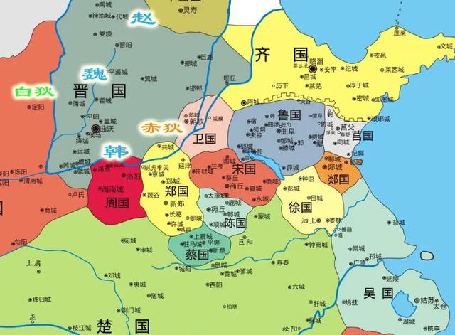 上图为春秋末期地图,对应陈国地图,太康城:就是今河南省周口市太康县.