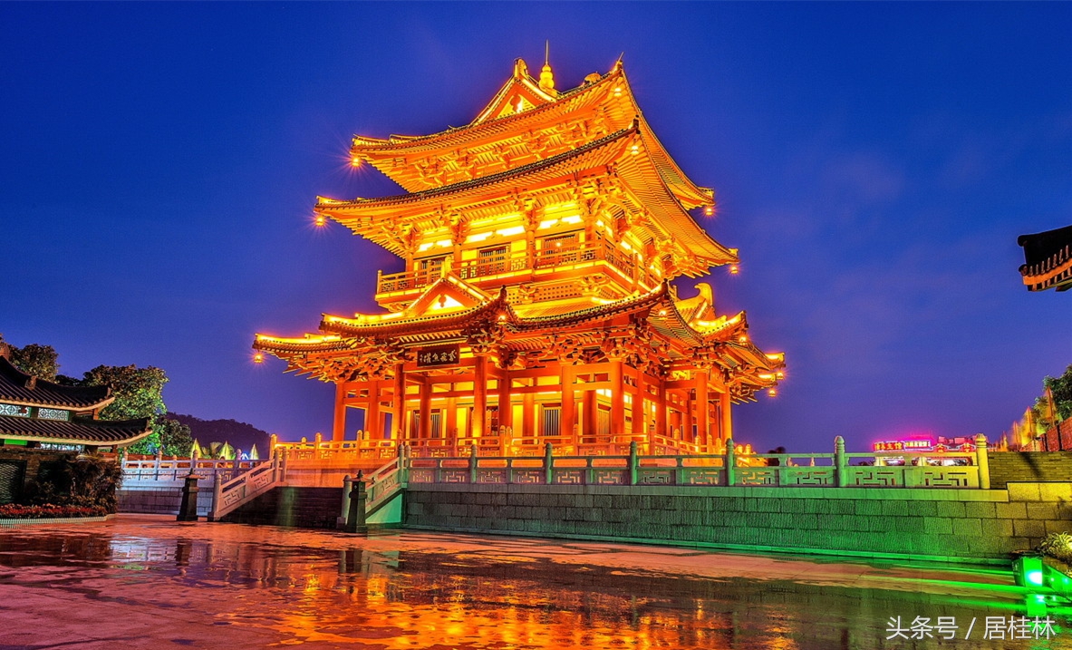 美不胜收,桂林逍遥楼灯光夜景